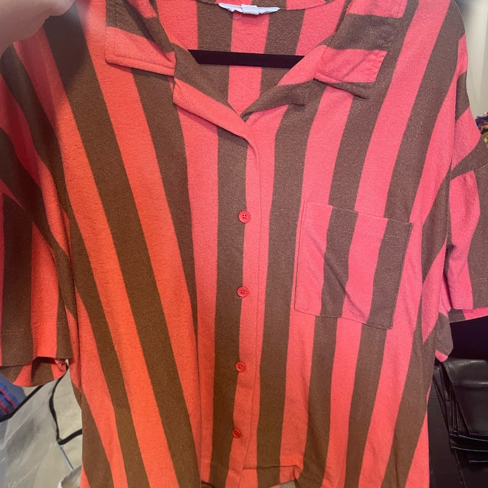 Fun terry cloth button down
